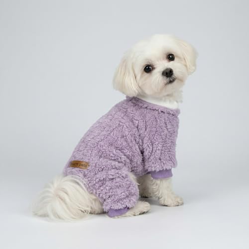 Turtleneck Fleece Dog Sweater Pajamas (Large / Lavender Purple)