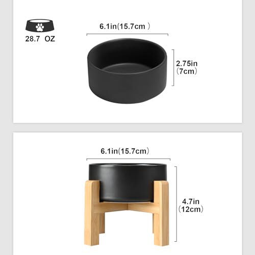 Ceramic Elevated Dog Bowls 2 Pack (Medium - 3.6 CUPS*2 / Black)
