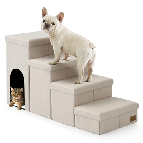 Dog Stairs with Storage (Beige / 43x17x22.6 inch)