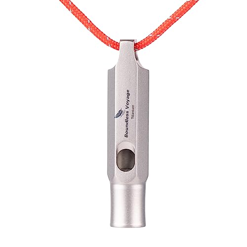 Titanium Whistle Emergency Survival Safety Whistles with Lanyard Loud for Outdoor Camping Hiking Coaches Training Sports Keychain Whistle (1 PCS - Ti9015)