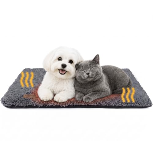 Self Warming Cat Beds for Large Cats Self Heating Dog Mat Pet Pad (35"L x 23.6"W x 1.0"Th / Dark Grey)