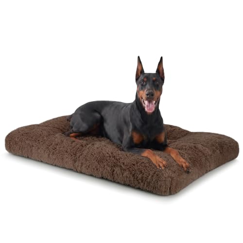 Large Dog Bed Crate Pad (47.0"L x 29.0"W x 4.0"Th / Brown)