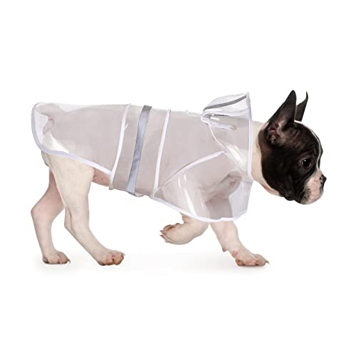 Dog Raincoat with Hood & Leash Hole S (Medium / Clear)