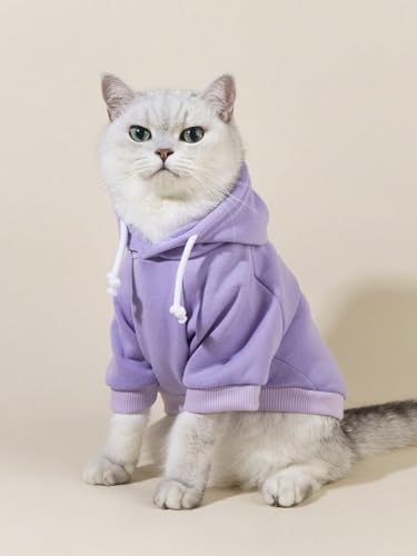 Basic Dog Hoodie Sweatshirt Puppy Sweater Warm Cat Costumes Pet Clothes for Chihuahua Puppy Kitten Small Medium Dogs Mauve Purple Medium (Medium / Mauve Purple)