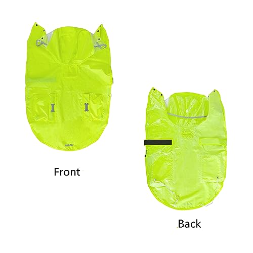 Dog Raincoat Waterproof Rain Poncho with Hoodie (Small: 9-13lbs / Fluorescent Green)