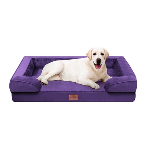 Waterproof Orthopedic Dog Beds for Extra Large Dog (45.0"L x 35.0"W x 8.5"Th / Deep Purple)