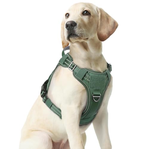 Tactical Dog Harness Medium Sized (M(chest:20.1"-33.9",neck:17.7"-22.3",back:7.5") / Green)