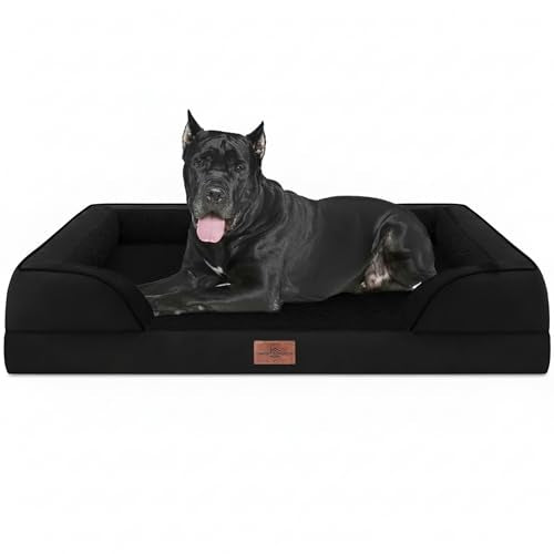 Waterproof Orthopedic Dog Beds for Extra Large Dog (53.0"L x 42.0"W x 8.5"Th / Black)