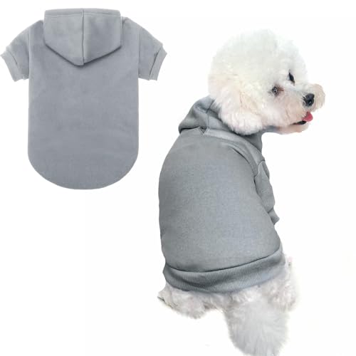 Dog Hoodie for Small Dogs (#2 Grey(Plain) / X-Small (All Breed Sizes))