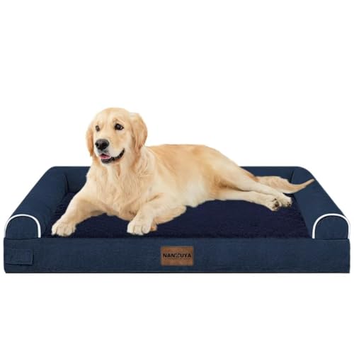 Orthopedic Dog Bed for Large Dogs (Navy Blue / 36.0"L x 27.0"W x 6.5"Th)