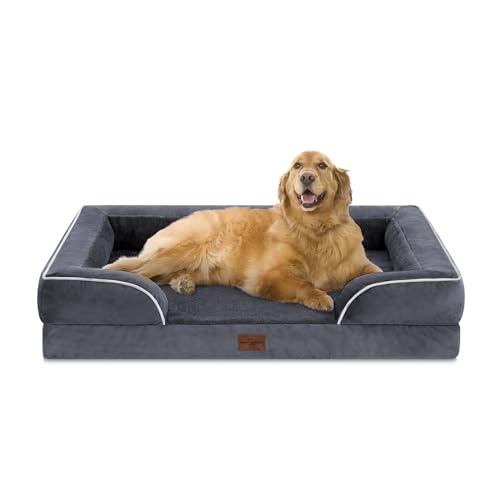 Waterproof Orthopedic Dog Bed for Extra Large Dogs (42.0"L x 30.0"W x 8.5"Th / Dark Grey)