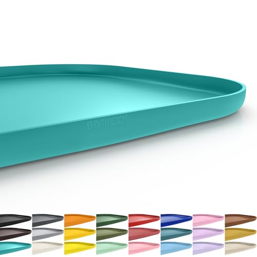 Waterproof Silicone Pet Food Mat with Raised Edge for Dog & Cat (Dark Turquoise / 22"L x 14"W)