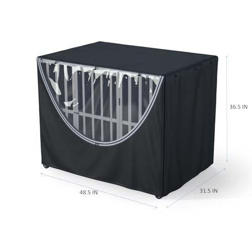 Dog Cage Cover for 48 Inch Crates (Black / 48.5"L x 31.5"W x 36.5"H)
