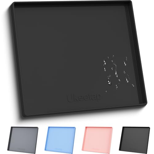 22" x 19" Extra Thick Silicone Mat Waterproof with Raised Edge (Black / 22"L x 19"W)