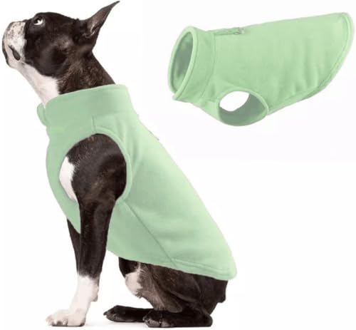 Dog Fleece Sweater with Leash Ring (M (6-10lbs) / Mint Green)