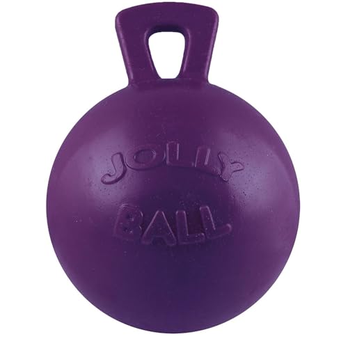 Tug-n-Toss Heavy Duty Dog Toy Ball with Handle, 4.5 Inches/Small, Purple (Purple / Small (4.5 in))