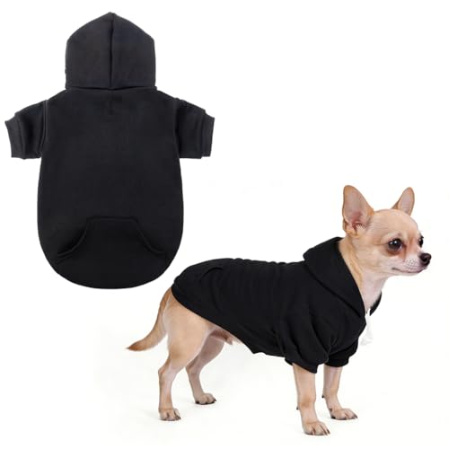 Dog Hoodie for Large Medium Small Dogs (Black / Small)