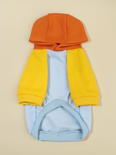 Basic Dog Hoodie Sweatshirt Puppy Sweater Warm Cat Costumes Pet Clothes for Chihuahua Puppy Kitten Small Medium Dogs Orange and Blue X (X-Small / Orange and Blue)