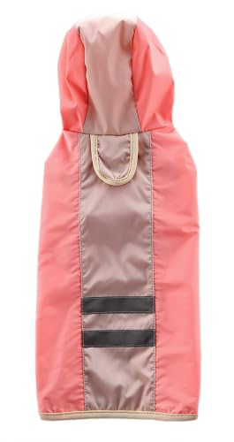 Dog Raincoat Hooded Reflective Waterproof Slicker Poncho (Pink / L(8-9 pound))