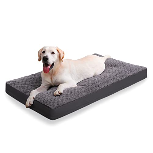 Washable Dog Bed for Crate Waterproof for Medium Dogs (Grey / 35.0"L x 22.0"W x 3.0"Th)