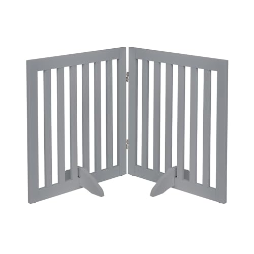 24”H Free Standing Pet Gate for Dog Cat (Gray / 40"W×24"H)