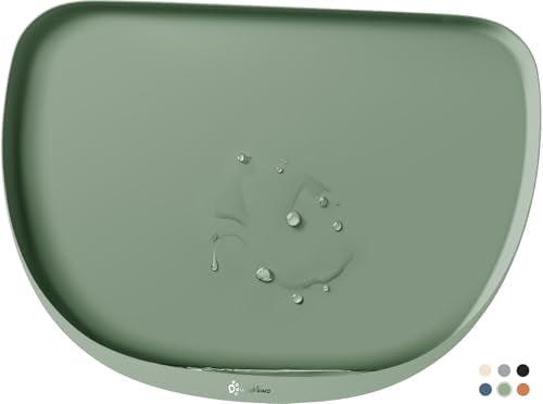 Dog Food Mat Silicone Waterproof Feeding Mat (24"L x 17"W / Sage)