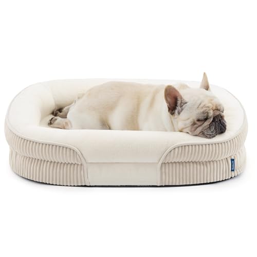 360°Oval Bolster Orthopedic Dog Bed Medium Size Dog (Beige / 30"lx20"wx6.5"th)