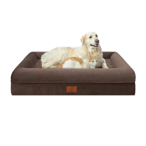 XL Orthopedic Dog Bed Waterproof for Extra Large Size Dogs (Coffee / 41.0"L x 29.0"W x 7.5"Th)