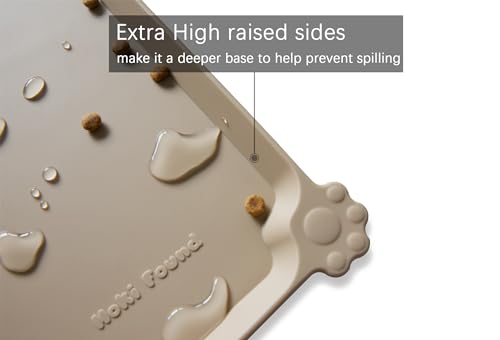 Waterproof Pet Feeding Mats with High Lips (19" x 12" / Tan)