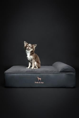 Dog Bed 28x23x7.5 Inch (Vegan Leather - Charcoal / Medium)