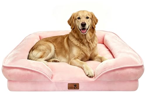 Orthopedic Dog Bed with Sides (42.0"L x 32.0"W x 6.5"Th / Pink)