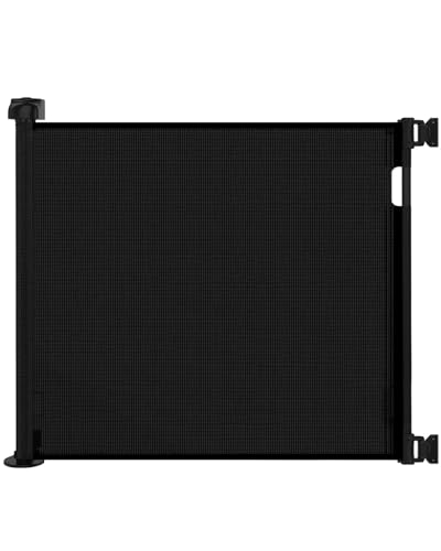 33" H Retractable Baby & Dog Gate (Black / 33x71 Inch)