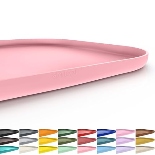 Waterproof Silicone Pet Food Mat with Raised Edge for Dog & Cat (Sakura Pink / 24"L x 16"W)