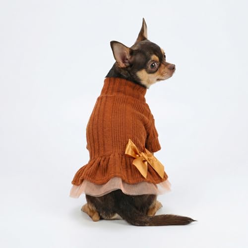 Knitted Dog Tulle Sweater Dress (Small / Orange)