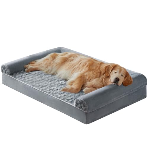 Orthopedic Washable Large Dog Bed for Senior Dog Comfy Sleep (42"l x 30"w x 7"th / Grey)