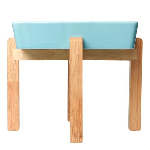Square Ceramic Dog Slow Feeder Bowls (Turquoise / M-1.8 Cups+Stand)