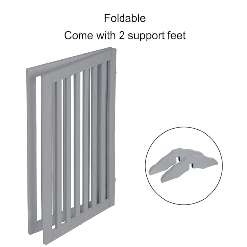 36”H Free Standing Pet Gate for Dog Cat (Gray / 40"W×36"H)