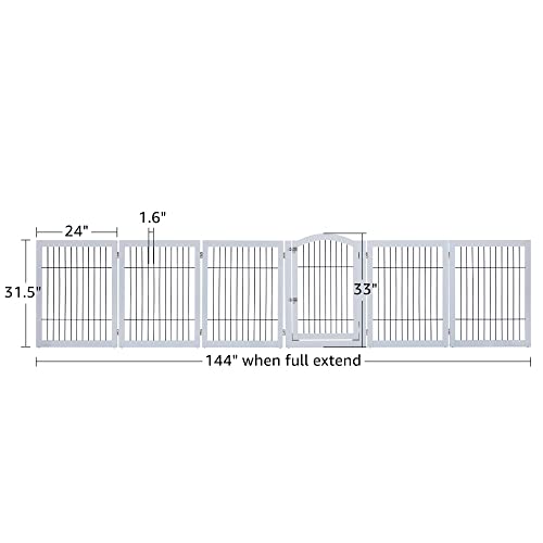 144" Extra Wide Dog Gate and Pet Playpen with Walk Through Door (White / 144"W×31.5"H)