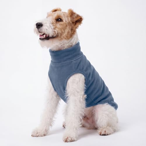 3 Pack Fleece Dog Sweaters for Small Dogs (Gray+Azure+Navy / Medium)