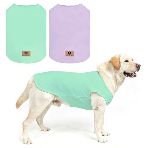 Large Dog Clothes for Boy Girl (Green&Purple / Large(Chest 24", Back 17"))