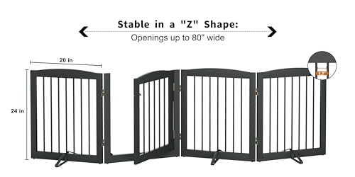 Freestanding Dog Gate with Door (4 Panel 24" / Gray)
