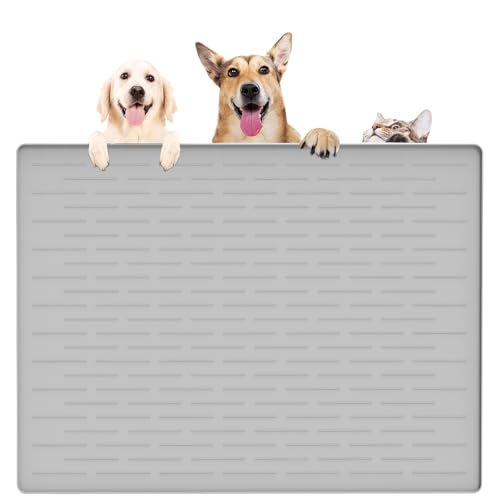 39.4"x29.5" Largest Pet Food Mat (Gray White / 39.4"L x 29.5"W)