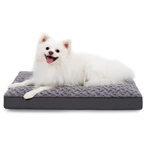 Washable Dog Bed for Crate Waterproof for Medium Dogs (Grey / 29.0"L x 18.0"W x 3.0"Th)