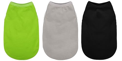 3 Pieces Plain Dog Shirt Sleeveless Puppy Cotton Dog Shirts Breathable Pet Apparel Tank Top Colorful Puppy Sweatshirt Clothes for Small Medium Dogs Black Green and Gray M (M-(8~14lb) | Chest(~18.1") / Black Green and Gray)