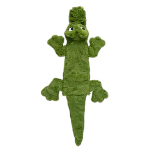 2-in-1 Stuffless Squeaky Dog Toy - Alligator, Small (Green/Alligator / Small)