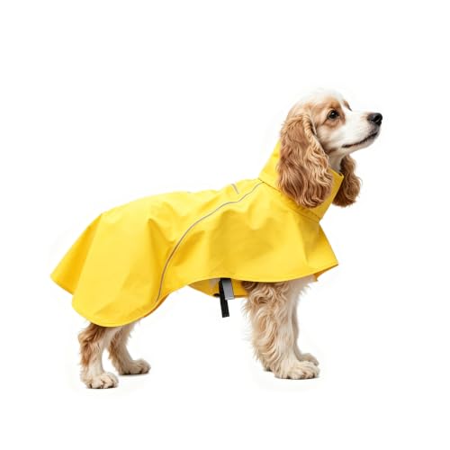 Dog Raincoat Adjustable Pet Water Proof Clothes Lightweight Rain Jacket with Strip Reflective (Large)