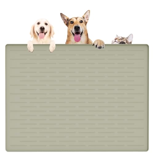 39.4"x29.5" Largest Pet Food Mat (Gray Green / 39.4"L x 29.5"W)