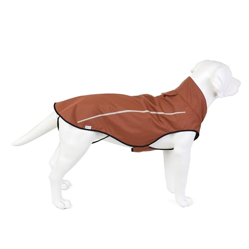 Dog Raincoat Adjustable Waterproof Reflective Rain Jacket for Small Medium Large Dogs (XS Chest 17"-23" / Brown)