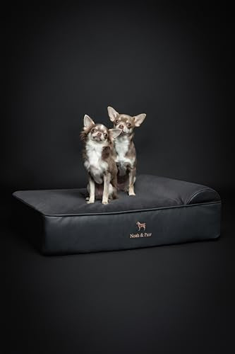 Dog Bed 28x23x7.5 Inch (Vegan Leather - Charcoal / Medium)
