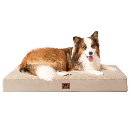 Orthopedic Dog Bed Large with Removable Washable Cover (41*27*3.5 inches / khaki)